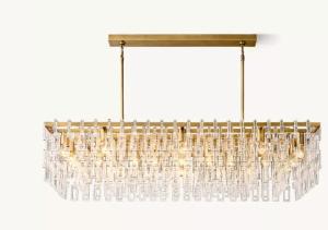 60" Crystal Brass Chandelier Linear Link Lighting for Indoor Use