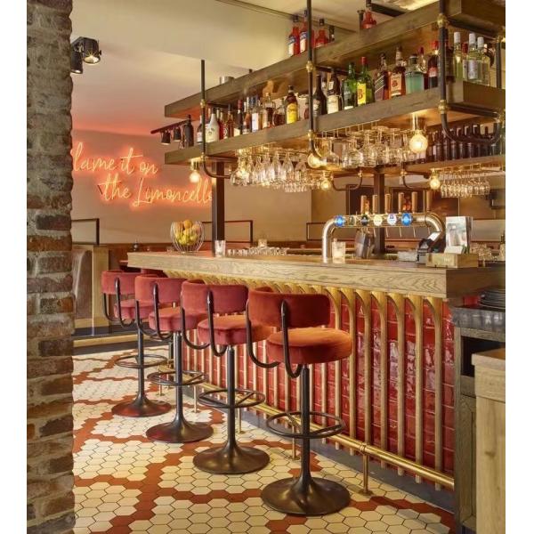 Versatile Scene Bar Stool Chairs Multi Color Tufted Backrest High Foot Bar Stool Velvet