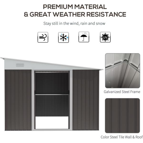 11x9ft Metal Outdoor Shed House Storage Garden Building Shed with Powder Coated Finish