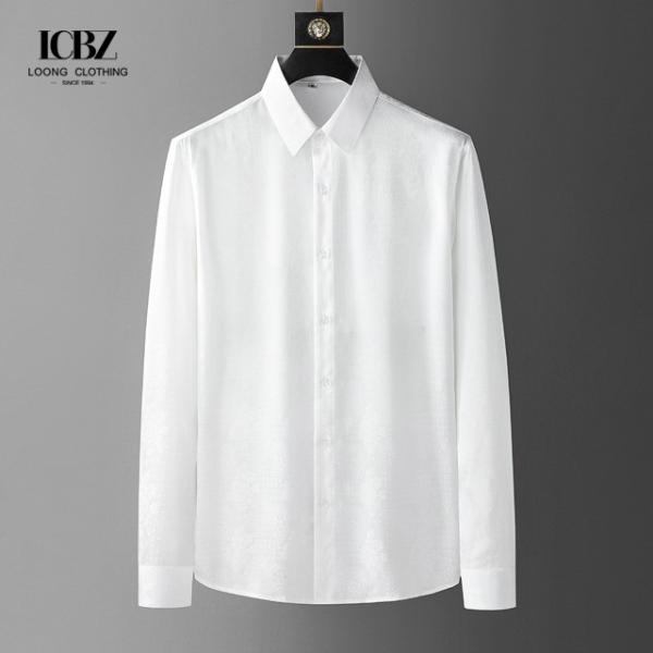 Black Large Size Long Sleeve Cotton Printed Shirt for Men Casual Shirts Slim Fit