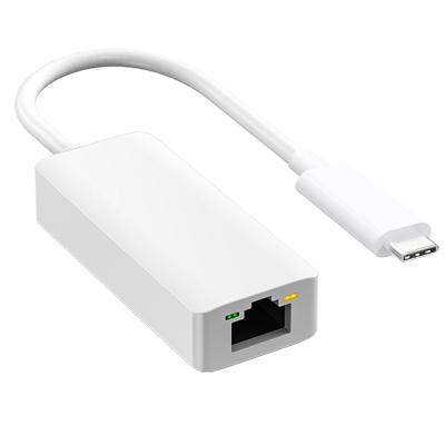 Adaptateur Gigabit USB-C vers Ethernet pour téléphone et ordinateur portable, plastique ABS, couleur blanche