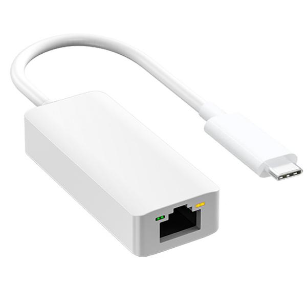 Adaptateur Gigabit USB-C vers Ethernet pour téléphone et ordinateur portable, plastique ABS, couleur blanche