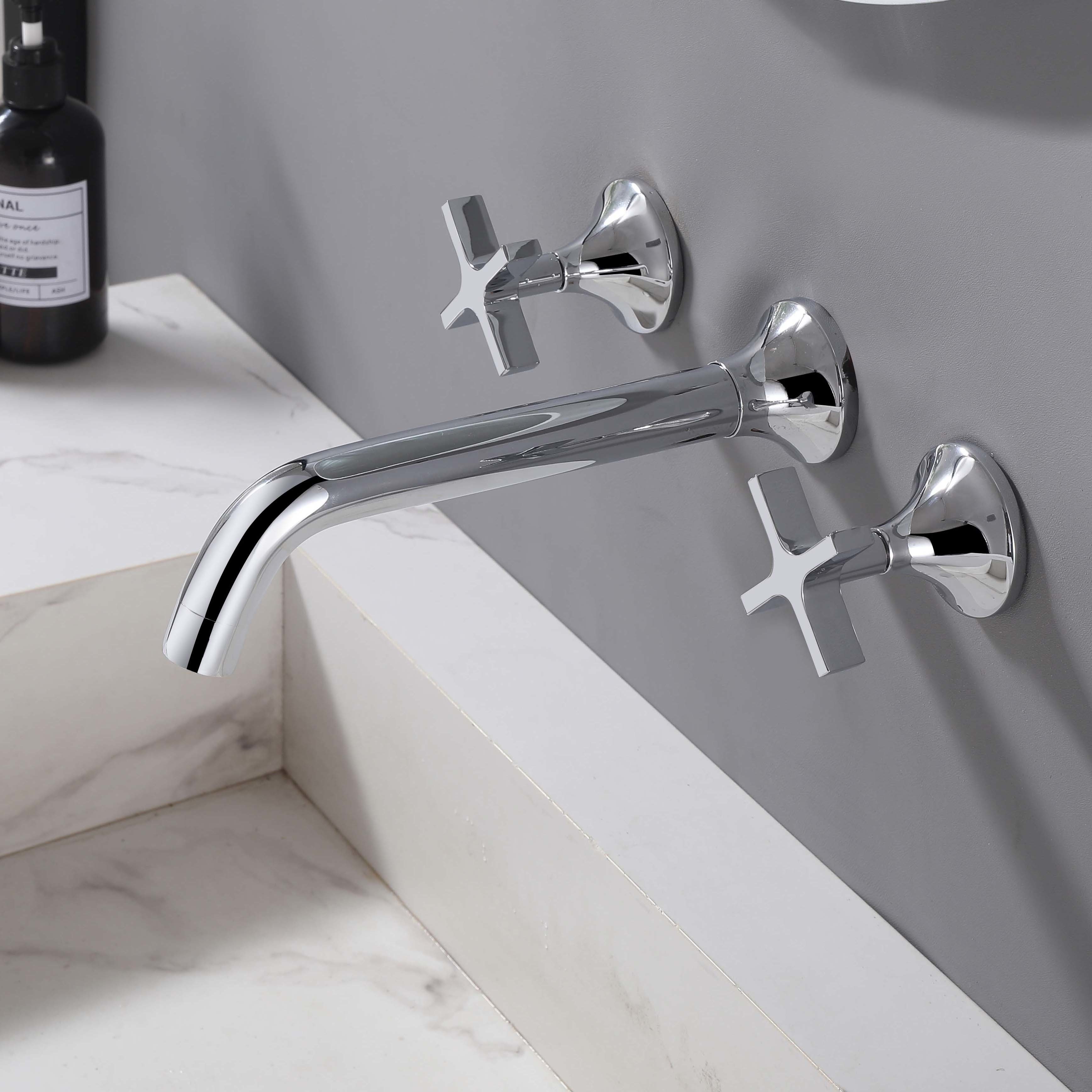 Commercial Concealed Brushed Nickel Bathroom Faucet For Vanity Long Spout