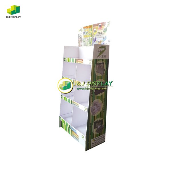 Advertising Exhibition Pop Shelf Cardboard Floor Display Rack Foldable for Milk Powder