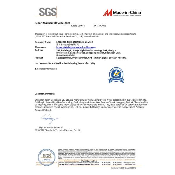 Shenzhen TeXin electronic Co., Limited Сертификации