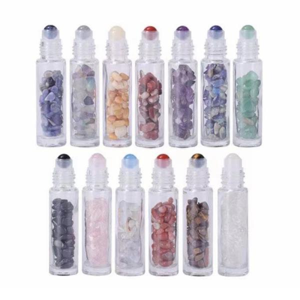 Bottle Cap Wood 5ml Roll On Bottles Refillable Gemstone Essential Oil Roller Bottles