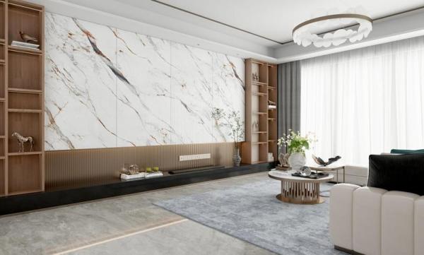 Carreau de porcelaine émaillée polie Carrara 900x1800mm Grade AAA