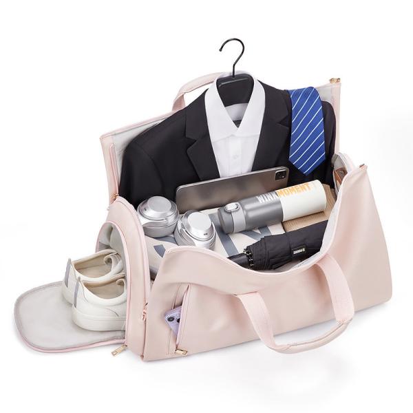 Saco de viagem de couro rosa dobrável em PU