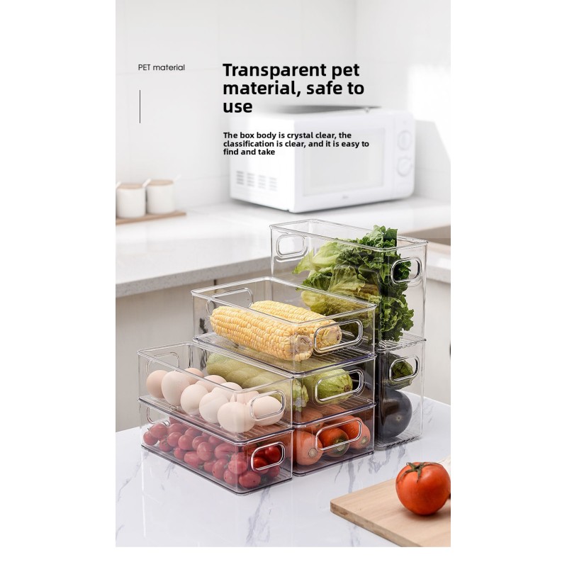 Clear Plastic Stackable Storage Bins Rectangular Produce Organizers for Fridge Kitchen Pantry Transparent Fruit Vegetable Basket