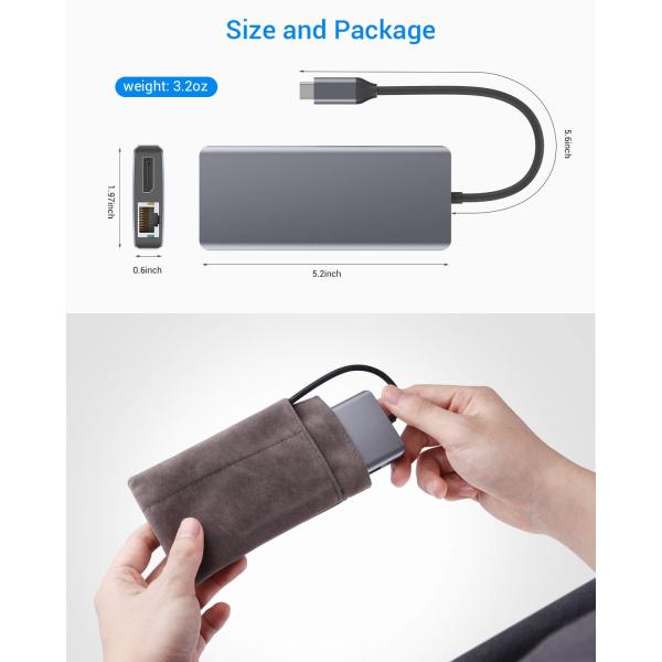 Серебряный портативный USB C-хаб мультипортный адаптер с HDMI 3.5mm Audio Jack для MacBook Pro