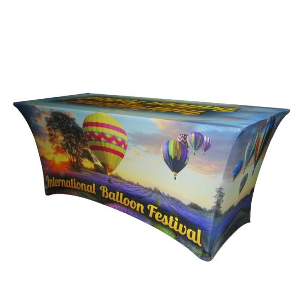 8 Feet Stretch Trade Show Tablecloths Full Colors Printed Decorative