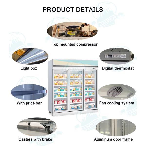 -22C Vertical Glass Door Freezer Commercial Meat Seafood Frozen Display Freezer
