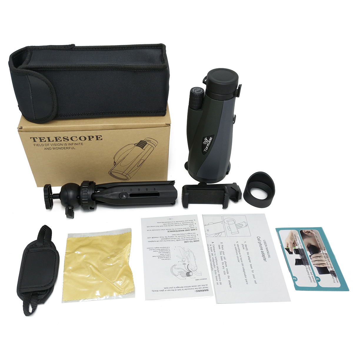 Телескоп взрослых 12×60HD Monocular для телефона водоустойчивого высокого Powerd