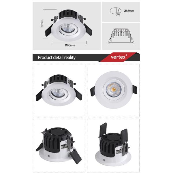 Residential 8W Tilt LED Downlight Round IP44 Bathroom Spotlights