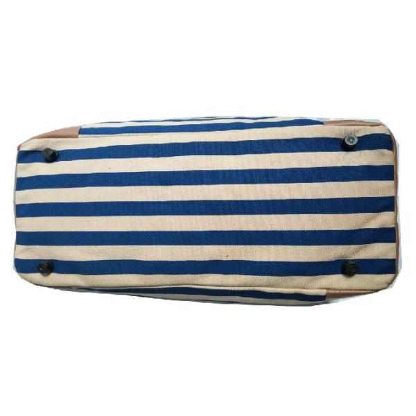 Large Capacity Washable Stripes Canvas Travel Duffle Bag