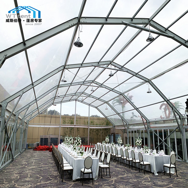 Transparent Polygon Tent , Removable Banquet Tent Polyester Textile