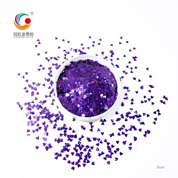 3mm Starry Heart Round Body PET Glitter Powder For Party Wedding Decoration