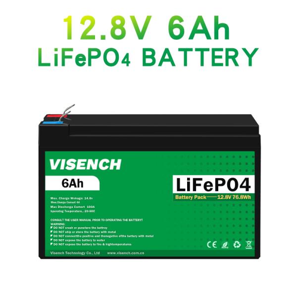 Certificado CE de Visench Batería recargable de 12,8V 6Ah LiFePO4 Ácido de plomo reemplaza batería de iones de litio 12V 6Ah