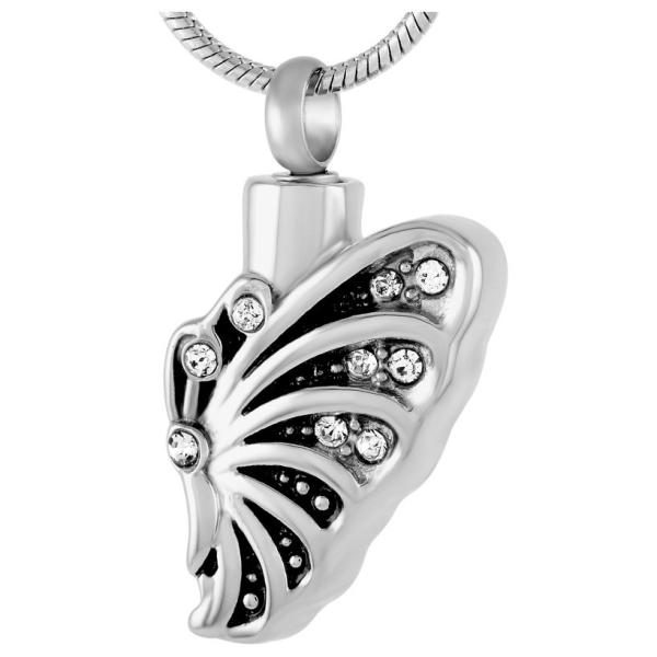 Stainless Steel Necklace with Beautiful Butterfly Design Funeral Keepsake Jewelry