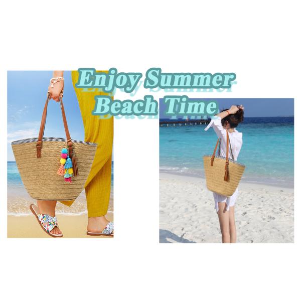 Hand-woven Beach Bag Raffia Crochet Messenger Shoulder Bag Summer Vacation Straw Bag Manufacturers Natural Straw Paper Tote Bag Women Open Fashionable Raffia Crochet Handbags for Beach with Custom