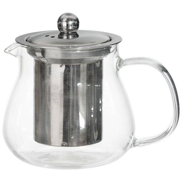 Heat Resistant Glass Tea Pot Borosilicate Glass Tea Kettle With Stainless Steel Filter Lid