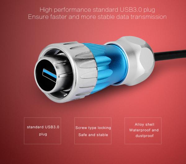 CNLINKO Usb Cable Connector Panel Mount Plug Socket With Dust Cover Ip67 Waterproof Rugged Usb Connector