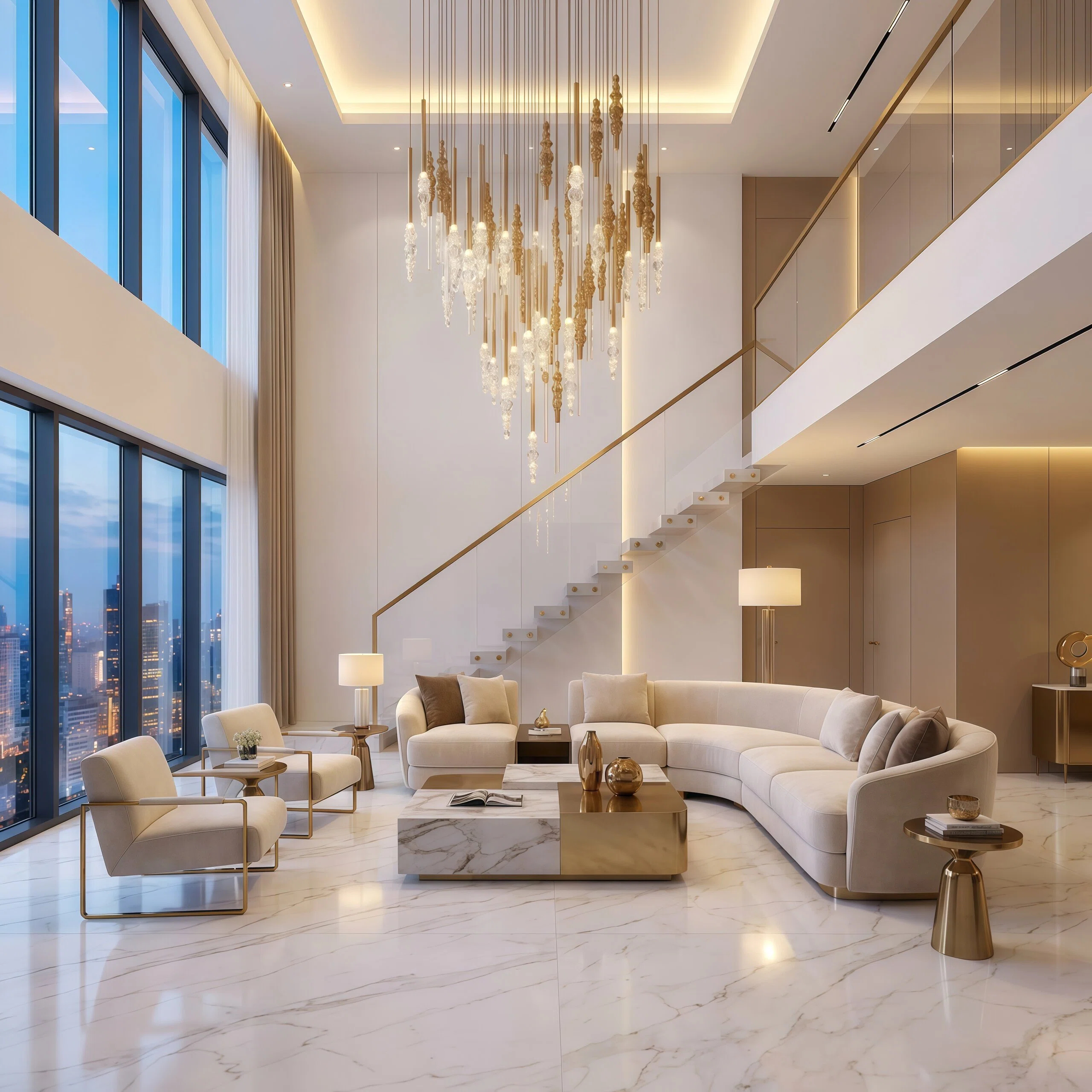 JYLIGHTING Multi-height Cascade Stainless Steel & Clear Glass Tube Chandelier, Modern Vertical Rod Spiral Pendant Light, Custom Hanging Lamp for Villa Stairwell, High Ceiling Lobby & Duplex Hall
