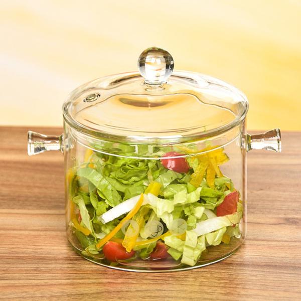 Borosilicate Heat Resistant 1500ml Saucepan Glass Cooking Pot