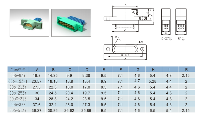 D-SUB Connector CDbF-25T Micro-Rectangular Connector 25 PIN Male Plug Cable Assembly