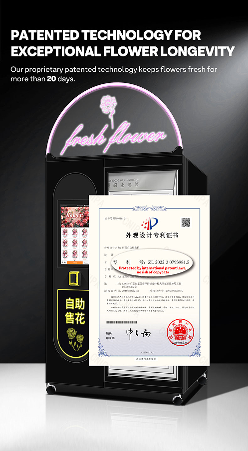Haloo vending machine supplier 16 grid automatic flower vending machine, using metal sheet and refrigeration system
