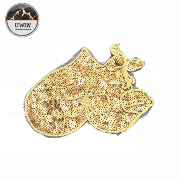 Christmas Sew On Embroidered Patches Golden Well Designed Sequin Popular For Gift
