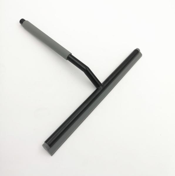 Black Shower Glass Scraper With Grey Silicone Blade Hook ISO9001 Approved