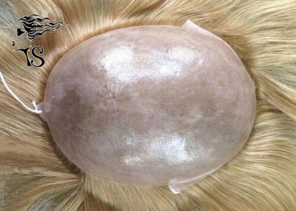 Blonde Silky Straight Toupee Hair Replacement System For Super Thin Skin Men