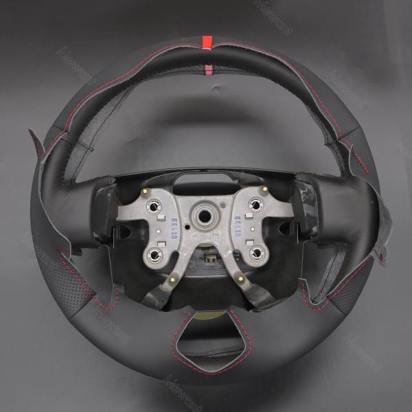 Red Color Hand Sewing Faux Leather Steering Wheel Cover for ISUZU DMAX D-MAX 2007-2011