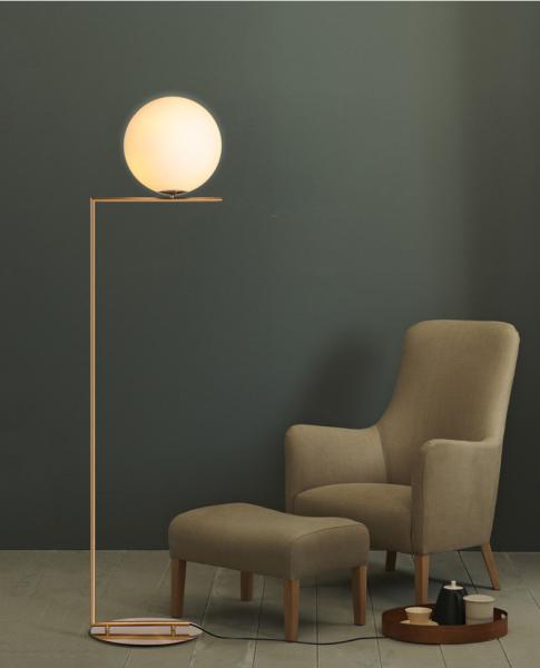 Modern minimalist floor lamp living room bedroom bedside vertical lamp milk white glass ball floor lamp modern vertical