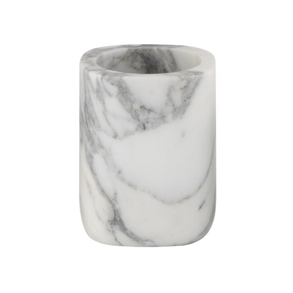 5pcs Square White Marble Bathroom Set Flower Design Marble Dish Soap Dispenser