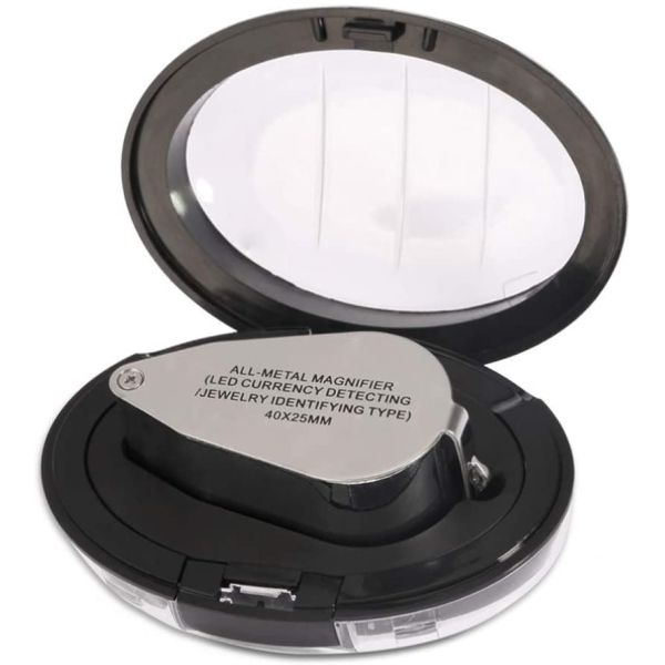 Pocket Folding With LED UV Light 10X Metal Illuminated Jewelry Magnifying Glass