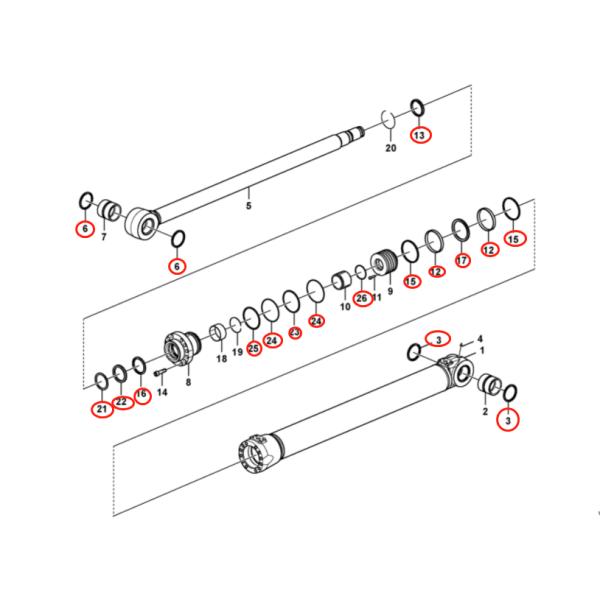 VOE14730968 VOE 14730968 Boom Cylinder Sealing Kit For SUNCARSUNCARVOLVO Heavy Excavator EC200D