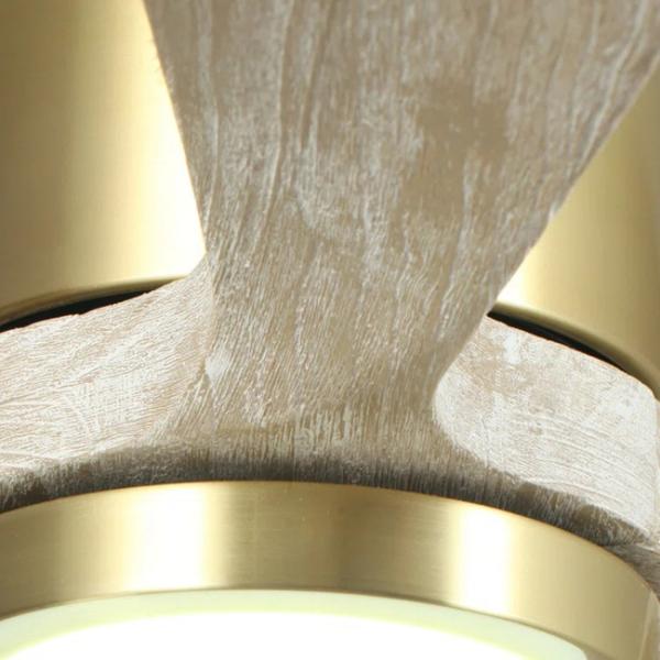 Indoor Modern Brass Wood 52'' Ceiling LED Fan Lights Bedroom Living Room