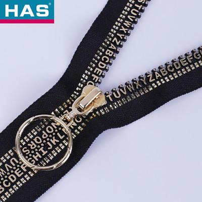 Lightweight Open Tail Resin Zipper With Alloy Circular Ring Gold Plated For Clothing And Pants Sample