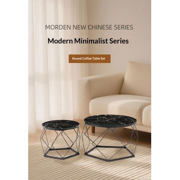 Minimalist Modern Light Luxury Small-sized Household Round Coffee Table Living Room Balcony Sofa Side Table Corner Table