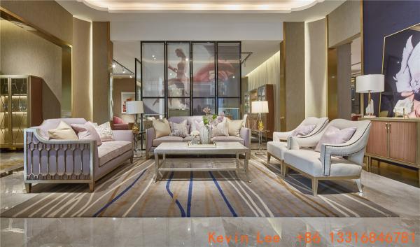 Light luxury living room sofa set furniture design by hand work Stainless steel frame with high end upholstery chairs