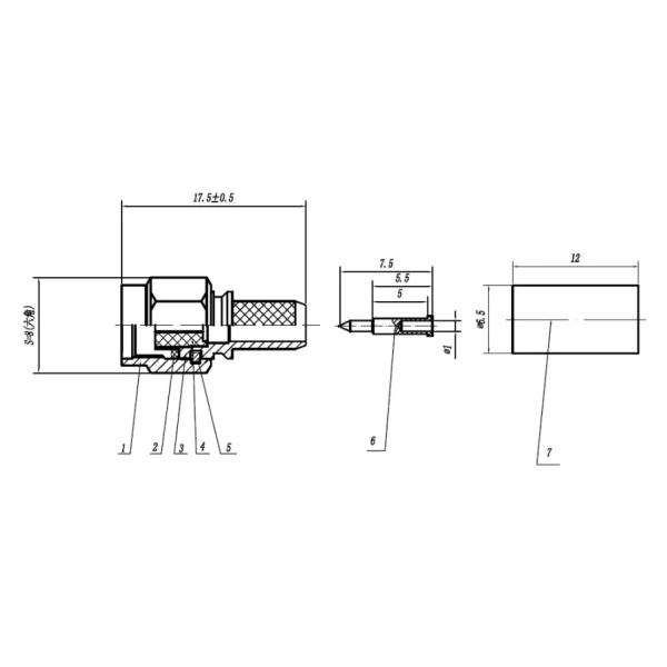 Male SMA TV RF UNF RG174 RG316 Coaxial Cable Connectors