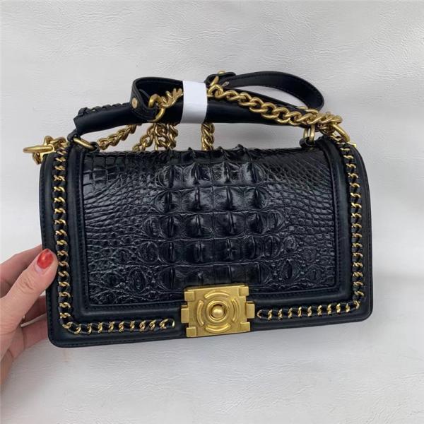 Authentic Crocodile Skin Women Gold Chain Purse Genuine Alligator Leather Lady Small Handbag Female Cross Shoulder Bag