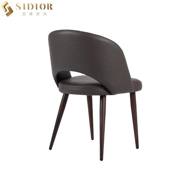 Upholstered Scandinavian Leather Dining Chairs brown color SGS approved