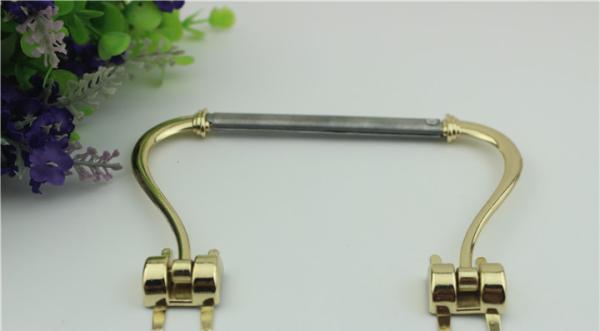2018 Latest models design light gold 100 mm length leather metal handle for clutch bag