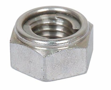 Acier au carbone bleu blanc galvanisé hexagonal auto-verrouillage écrous zinc plaqué DIN985 DIN982