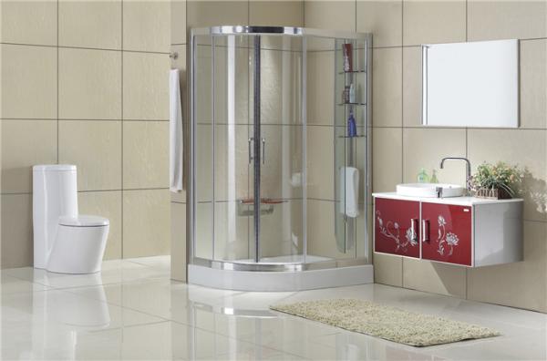 6 / 8 mm Clear Tempered Glass D Shaped Shower Screens Shelf Aluminum Alloy For Home