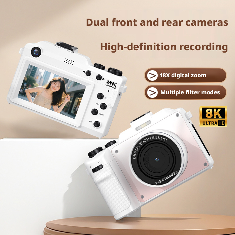 Beginner Vlogging Camera with 18X Zoom Anti Shake and 8 Filter Modes CCD Style Camera with 3.0 Inch Display
