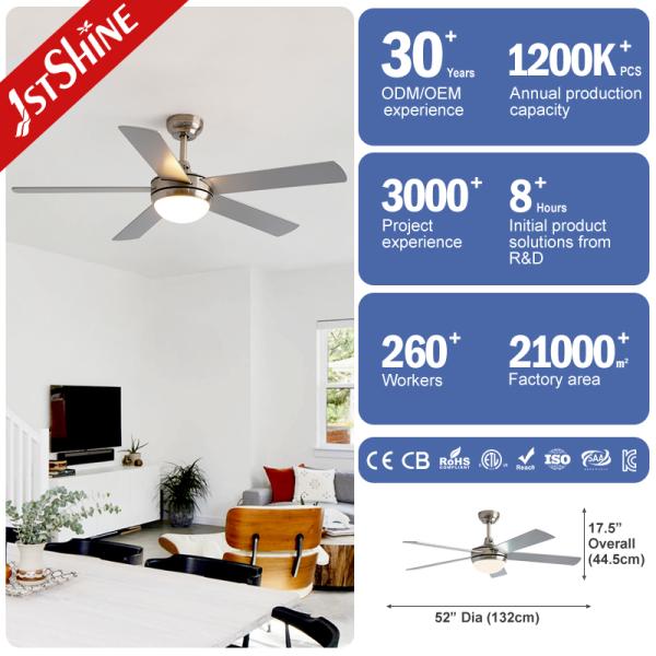 Dual-Style Ceiling Fan With Light And Reversible Black & Silver Blades Remote Control